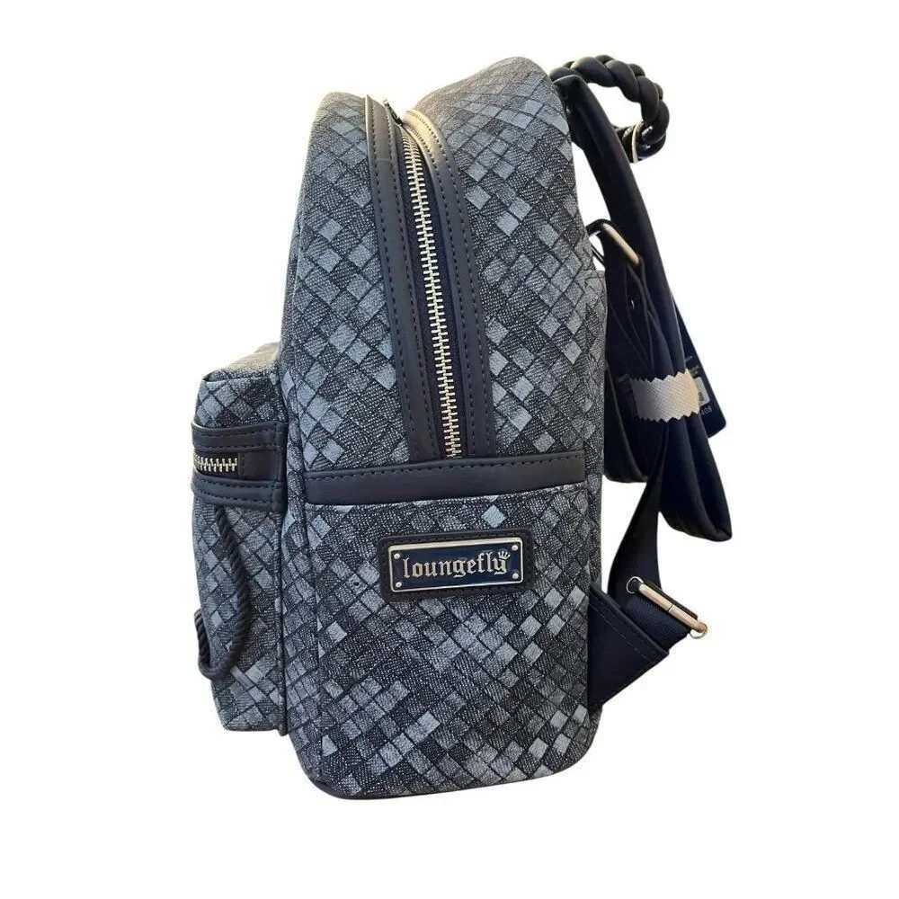 Loungefly Woven Faux Denim Blue Mini Backpack Rope Detail Convertible NWT